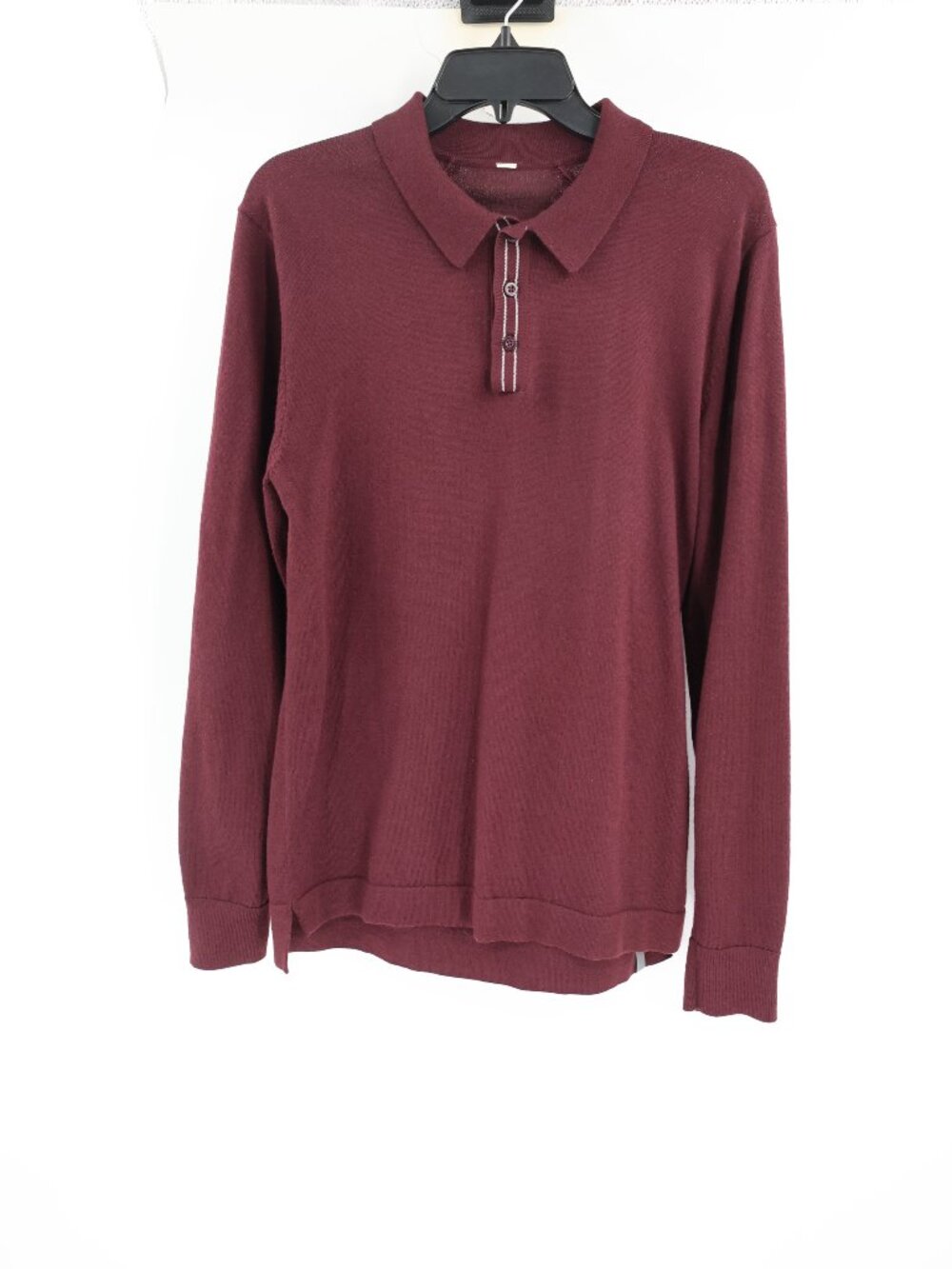Lululemon Polo Shirt Men Medium Techwool burgundy knit wool Lightweight Slim Fit